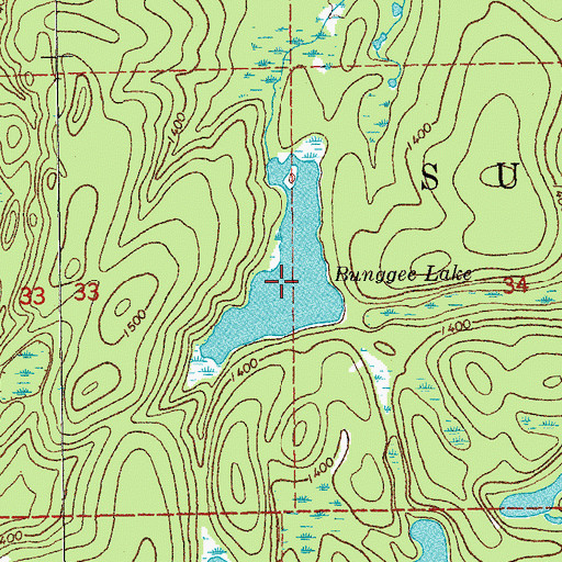 Topographic Map of Bunggee Lake, MN