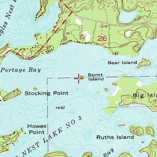 Topographic Map of Burnt Island, MN