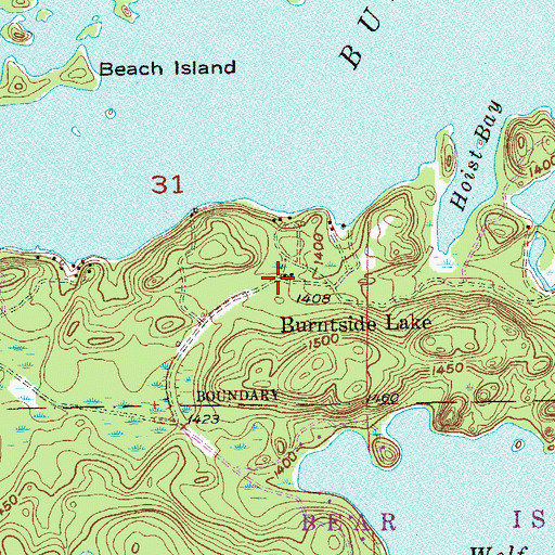 Topographic Map of Burntside Lake, MN