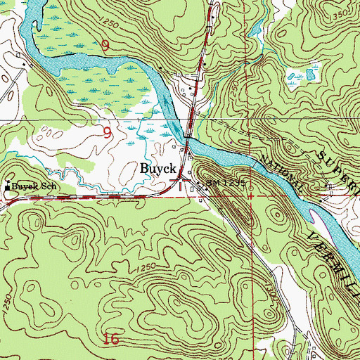 Topographic Map of Buyck, MN