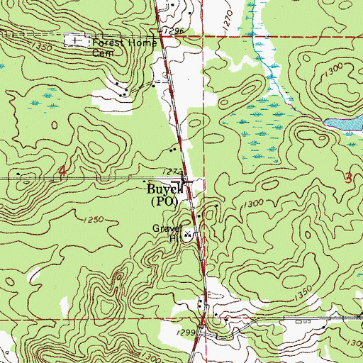 Topographic Map of Buyck Post Office, MN