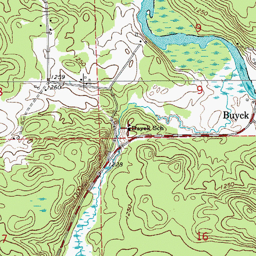 Topographic Map of Buyck School, MN