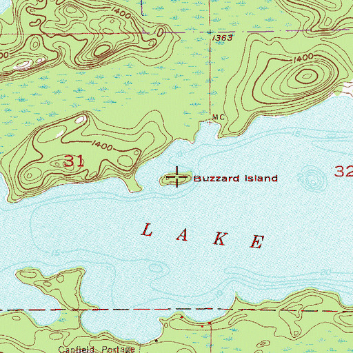Topographic Map of Buzzard Island, MN