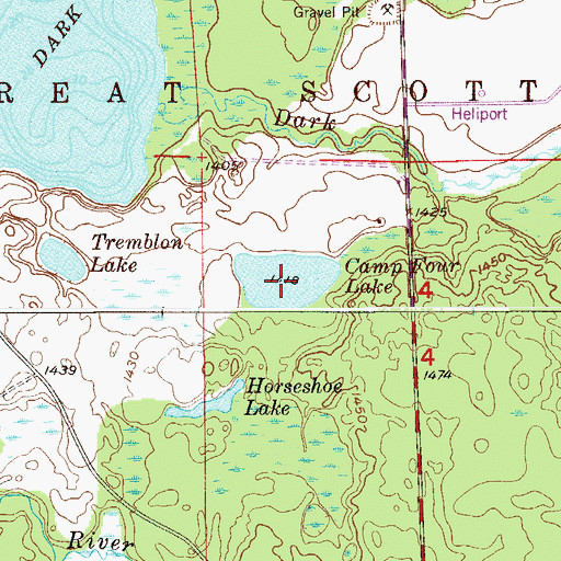 Topographic Map of Camp Four Lake, MN