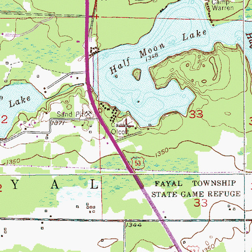 Topographic Map of Camp Olcott, MN