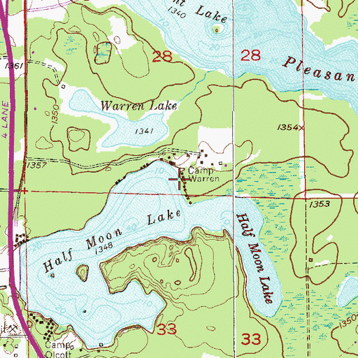 Topographic Map of Camp Warren, MN