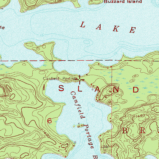 Topographic Map of Canfield Portage, MN