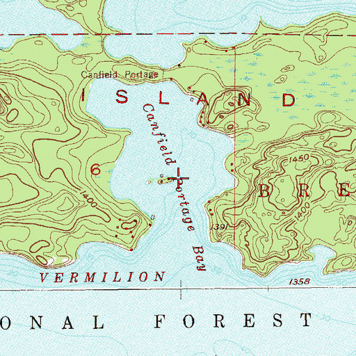 Topographic Map of Canfield Portage Bay, MN