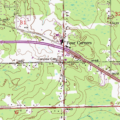 Topographic Map of Canosia Cemetery, MN