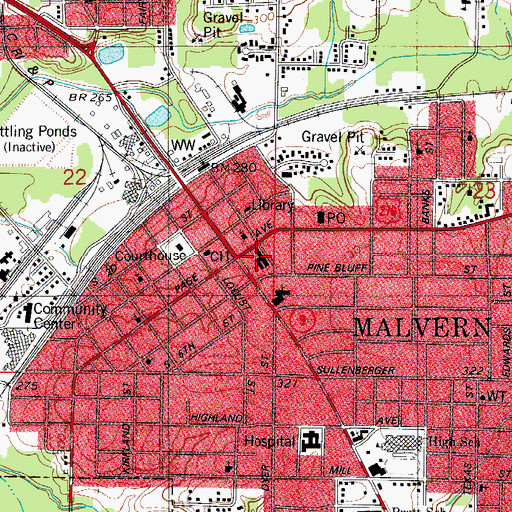Topographic Map of First United Methodist Church, AR