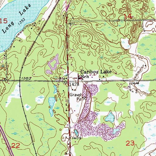 Topographic Map of Caribou Lake School, MN
