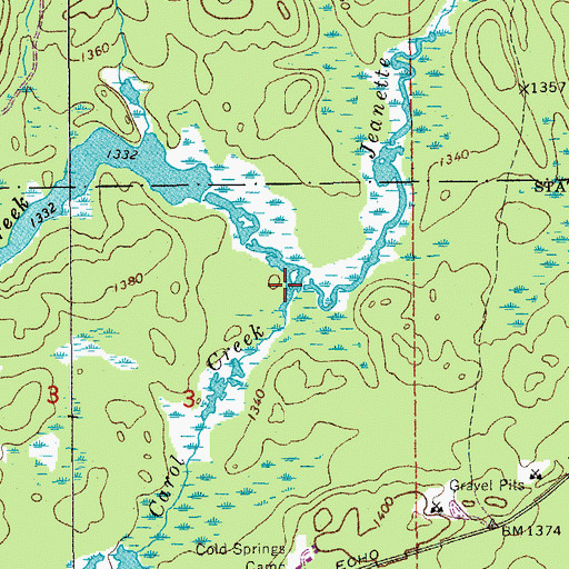Topographic Map of Carol Creek, MN