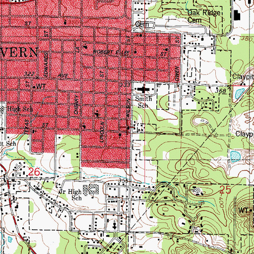 Topographic Map of First United Pentecostal Church, AR