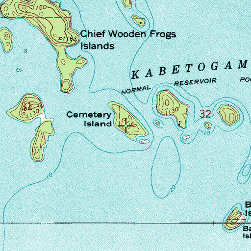 Topographic Map of Cemetery Island, MN