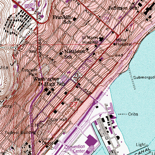 Topographic Map of Central High School, MN