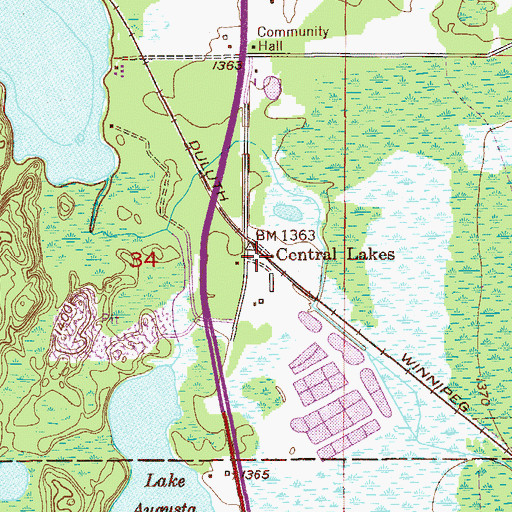 Topographic Map of Central Lakes, MN