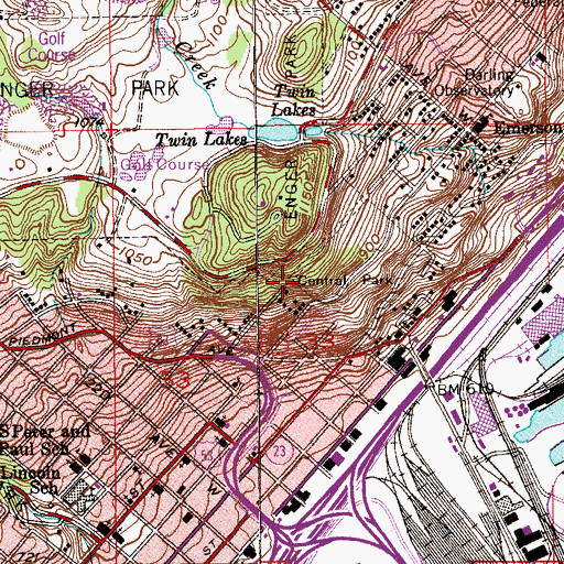 Topographic Map of Central Park, MN
