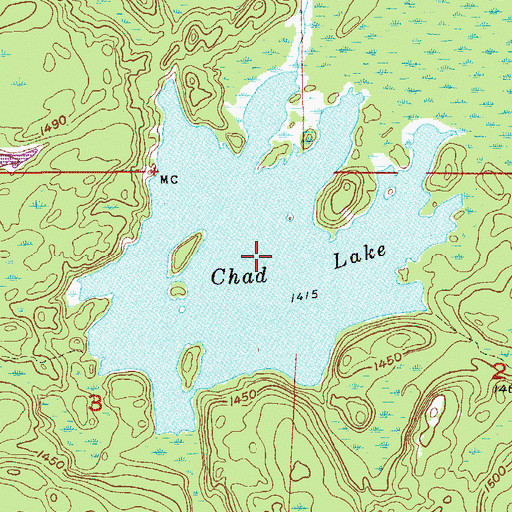 Topographic Map of Chad Lake, MN