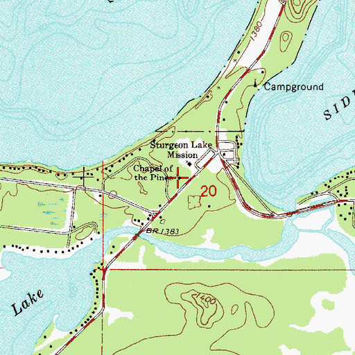 Topographic Map of Chapel of the Pines, MN