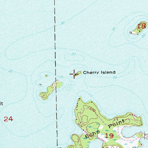 Topographic Map of Cherry Island, MN
