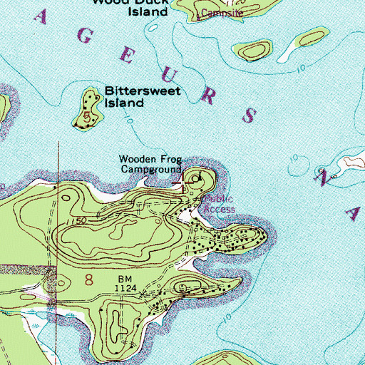 Topographic Map of Chief Wooden Frog Campground, MN