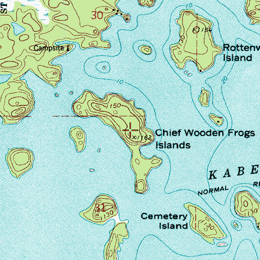 Topographic Map of Chief Wooden Frogs Islands, MN