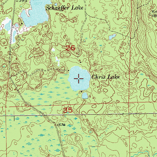 Topographic Map of Chris Lake, MN