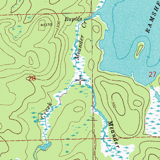 Topographic Map of Clora Creek, MN
