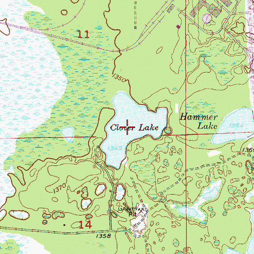 Topographic Map of Clover Lake, MN
