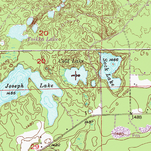 Topographic Map of Cold Lake, MN
