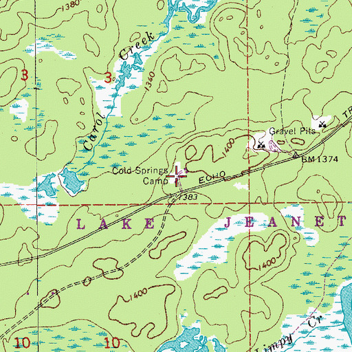 Topographic Map of Cold Springs Camp, MN