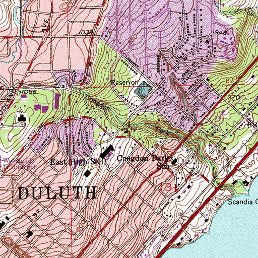 Topographic Map of Congdon Park, MN