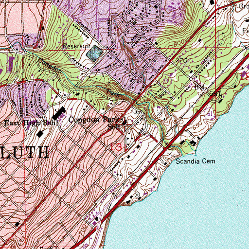 Topographic Map of Congdon Park School, MN
