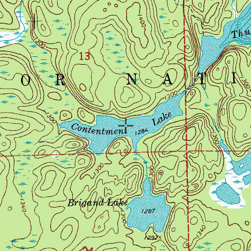 Topographic Map of Contentment Lake, MN