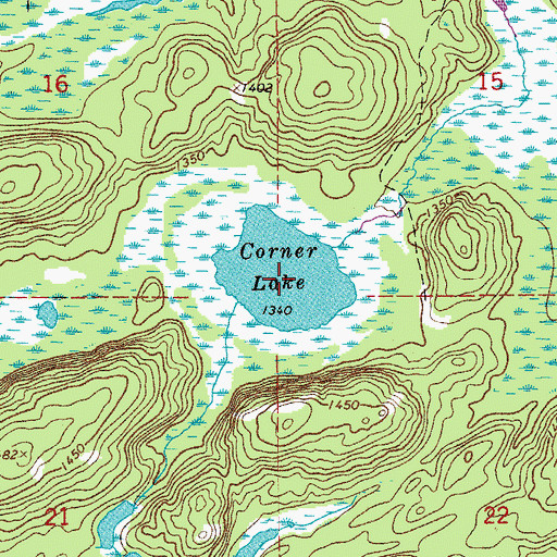 Topographic Map of Corner Lake, MN