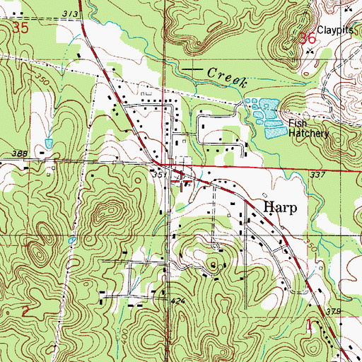 Topographic Map of Harp Missionary Baptist Church, AR