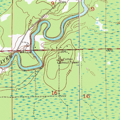 Topographic Map of Cotton Lookout Tower, MN