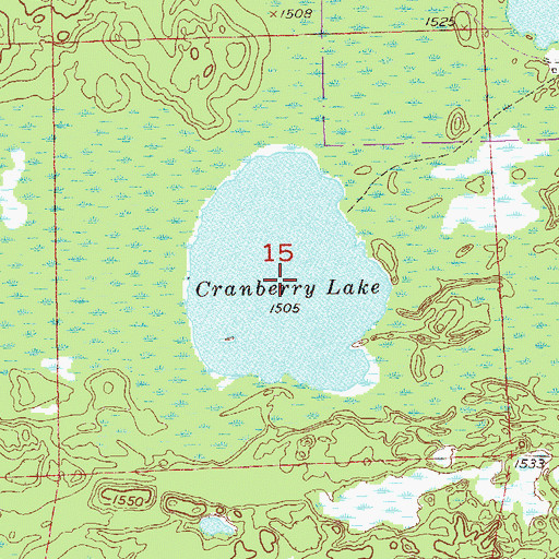 Topographic Map of Cranberry Lake, MN