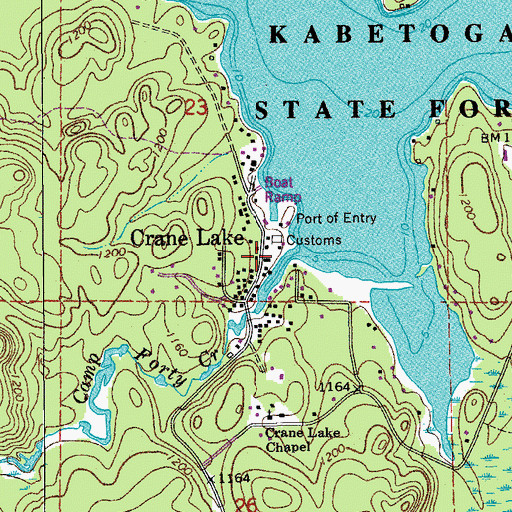 Topographic Map of Crane Lake, MN