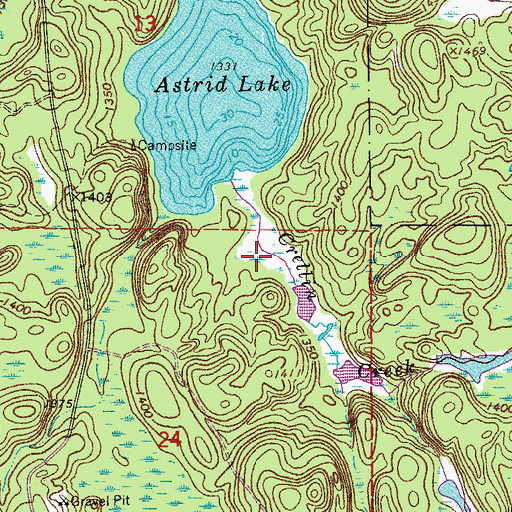 Topographic Map of Crellin Creek, MN