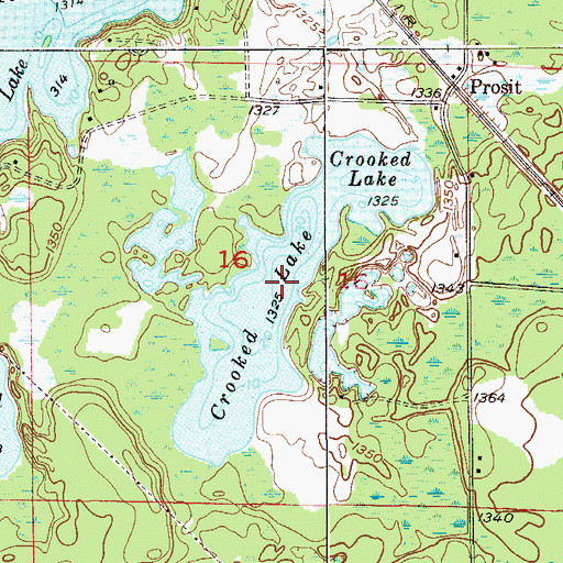 Topographic Map of Crooked Lake, MN