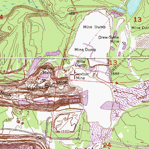 Topographic Map of Croxton Mine, MN