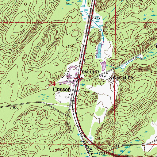 Topographic Map of Cusson, MN