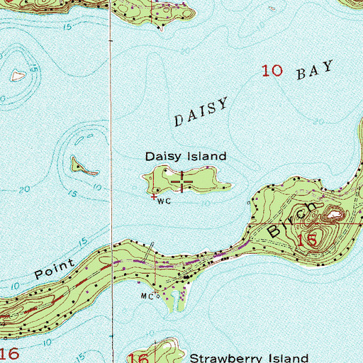 Topographic Map of Daisy Island, MN