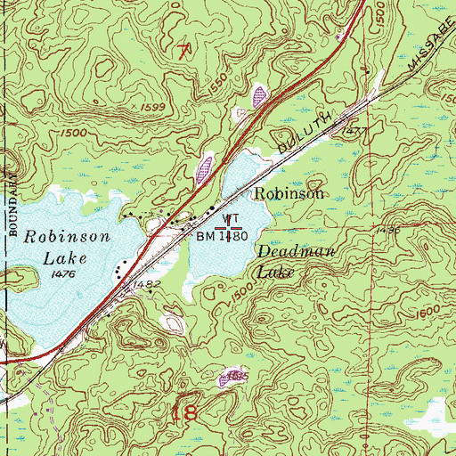 Topographic Map of Deadman Lake, MN