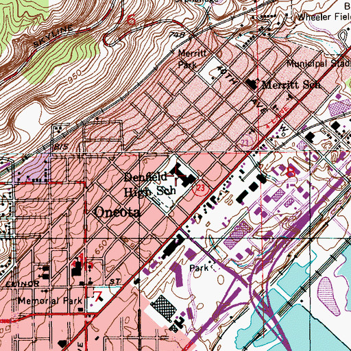 Topographic Map of Denfeld High School, MN