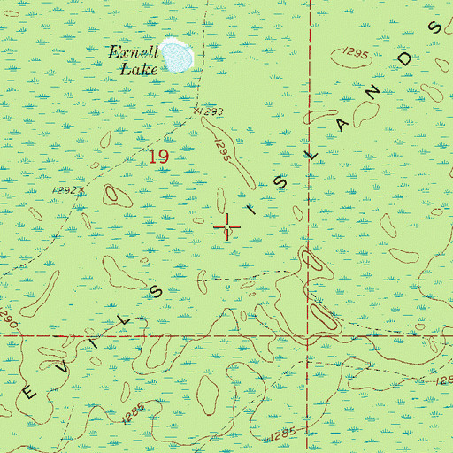 Topographic Map of Devils Islands, MN