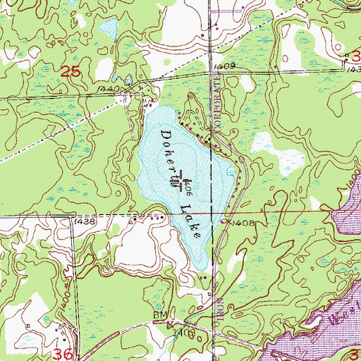 Topographic Map of Doherty Lake, MN