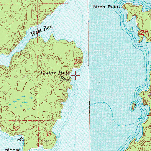 Topographic Map of Dollar Hide Bay, MN