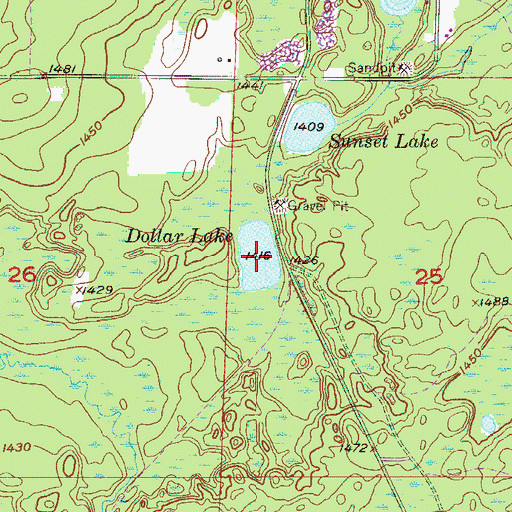Topographic Map of Dollar Lake, MN